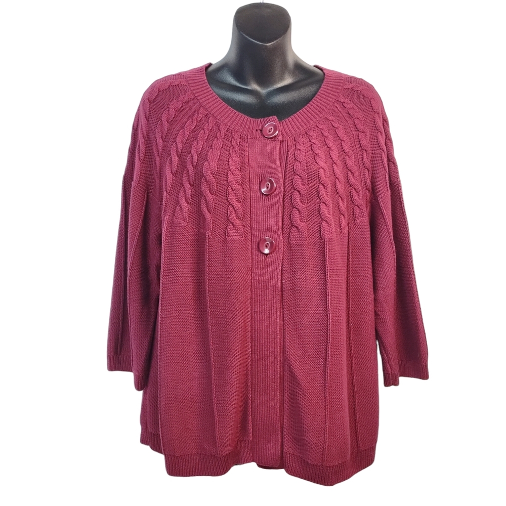 Christopher & Banks Women's Burgundy 3/4 Sleeve Sweater Size XL